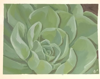 Dreamy green succulent-Original Modern wall art succulent painting