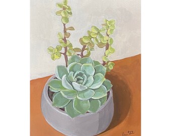 Echeveria - Original Modern Wall art decor still life succulent painting 6x8