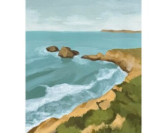 Northern Irish Coast- original acrylic landscape seascape modern wall decor painting 9x12