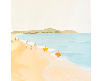 Saint Tropez Modern beach wall art home decor original acrylic painting PRINT 8x10