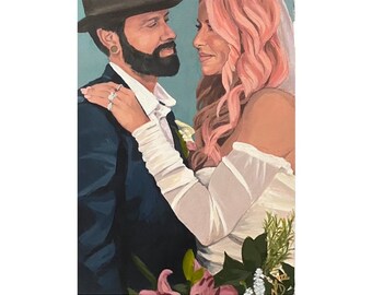 Custom Wedding Portrait Painting from photo 100% handpainted  commission 5x7, 8x10, 9x12, 11x14