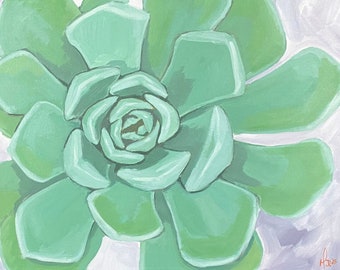 Echeveria - Original Modern Wall art decor still life succulent cactus southwest boho painting 16x20