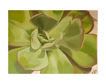 Heart of the Succulent-  Green Succulent modern wall art decor painting glicee art PRINT 8x10