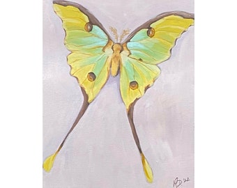 Mariposa Original Boho Farmhouse Purple Wall Art Decor Acrylic Painting 5x7