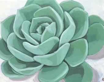 Echeveria - Original Modern Wall art decor succulent painting glicee art PRINT  8x10