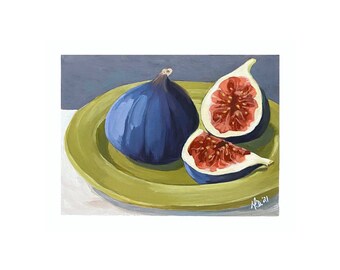 Fig life modern farmhouse kitchen wall decor original painting 12x9