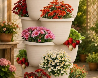 5-Tier Stackable Strawberry Planter | Vertical Garden Tower for Herbs, Flowers, Vegetables
