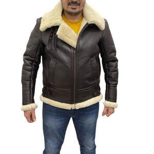 Men’s B3 Shearling Bomber Jacket – Distressed Sheepskin Aviator Coat