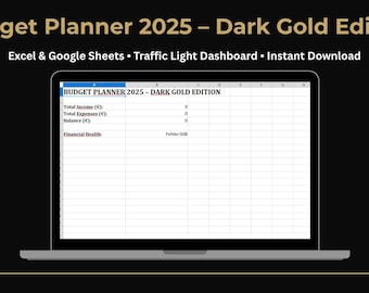 Budget Planner 2025 Excel and Google Sheets Template with Dashboard Traffic Light Colors Money Tracker Finance Spreadsheet Digital Download