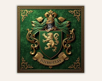 Irish Family Crest Printable - Celtic Heritage Wall Art - Green & Gold Coat of Arms - Digital Download - TG Smart Living