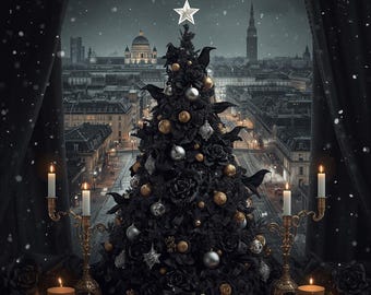 Gothmas City Collection Paris New York London Berlin Dark Christmas Wall Art Digital Download