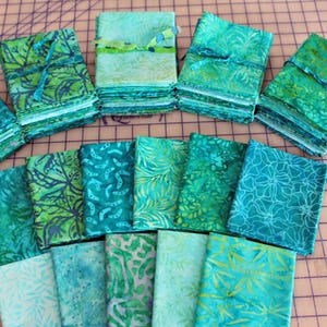 Java BATIK Hand Dye Fat Quarters AQUA tropical oceanic colors