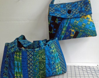 Coastal, tropical, quilted, TOTE bag, Bridesmaid gift, shopping bag, purse, handbag, cross body bag