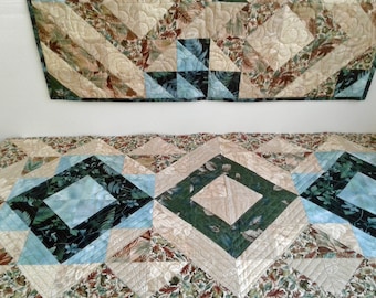 Autumn in Teal and Brown, Wall Hangings, Table runners, Table Topper, Party Decorations.
