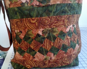 Seminole Patchwork Quilted Tote, purse, handbag, Rich earth colors. Cross body, Over the shoulder