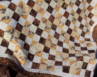 Autumn Checkers. Lap Quilt. Blanket. Throw. Bed Topper. Earthy. Cabin. Woodsy. READY to SHIP