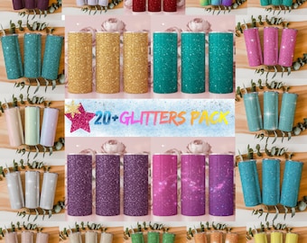 20+ Glitter Tumbler Wrap Bundle PNG | 20oz  Sublimation Glitter Backgrounds | Rainbow Sparkle Digital Download