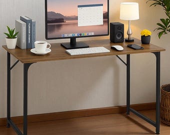 Modern 47" WELLNERA Computer Desk: Natural Wood Home Office