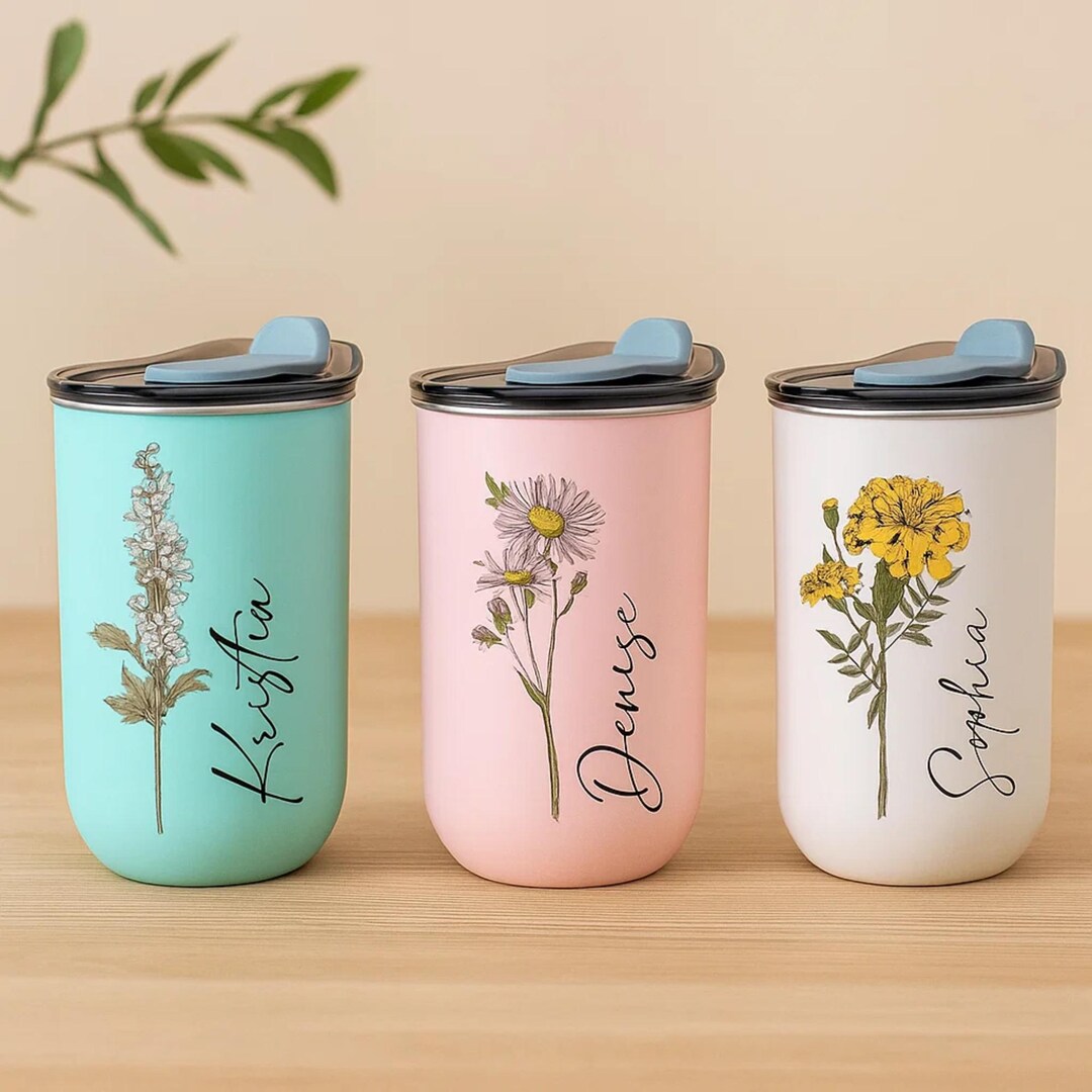 Personalized Stainless Steel Tumbler With Lid | Custom Name Bridesmaid ...