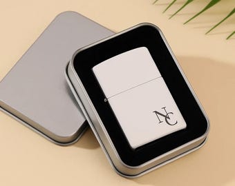 Engraved Groomsmen Lighter | Custom Monogram Lighter with Case | Personalized Gift for Men | Groomsmen Proposal | Anniversary Gift