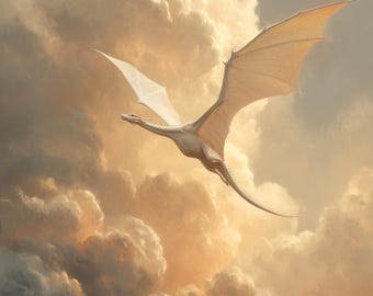 White dragon Poster, Dragon in the Sky,