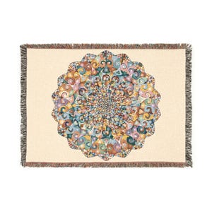 Colorful Mandala Woven Blanket | Cozy Throw for Home Decor, Gift for Any Occasion, Bohemian Blanket, Wall Art, Cozy Couch Accessory