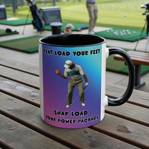 Funny Golf Mug | Power Package Coffee Cup for Golf Nerds | Retro 90s Golf Instruction Meme Gift