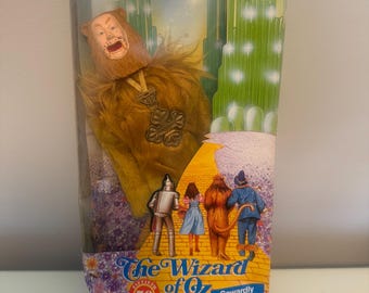 Muñeco vintage del León Cobarde del Mago de Oz de 1988 (50.º aniversario) en su caja original.