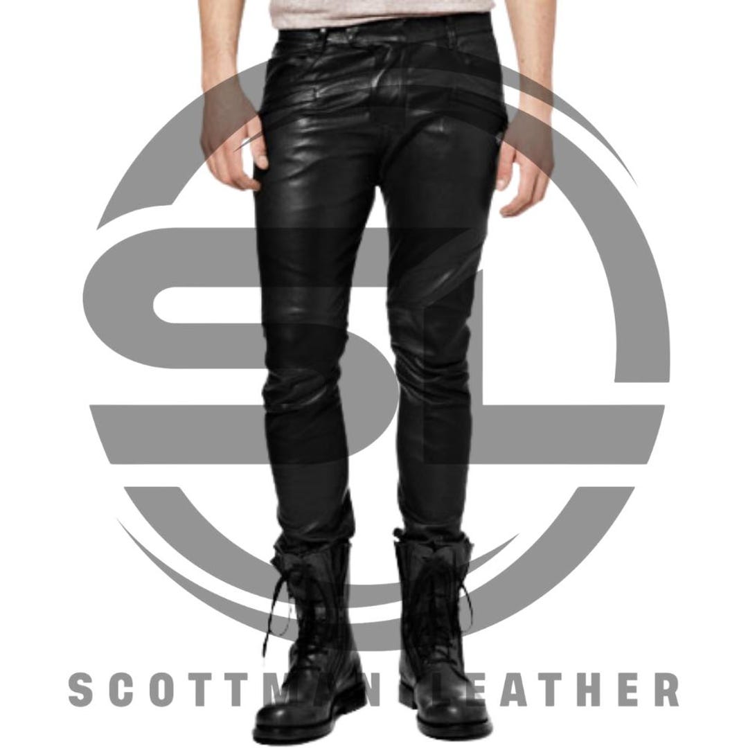 Men's Rocker Pants Men’s Rock Star Style Leather Pants Slim Fit Stage Clubwear Trousers ...