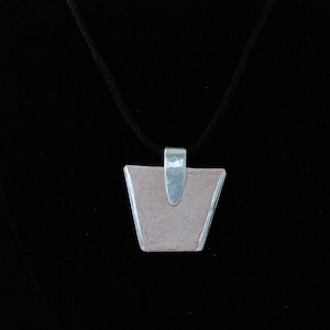Silver, art deco style, trapezoid shaped, pink pendant