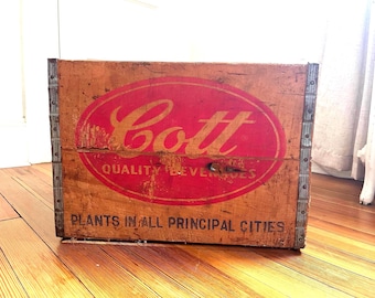 Cotts wood crate, 1950’s rustic farmhouse decor