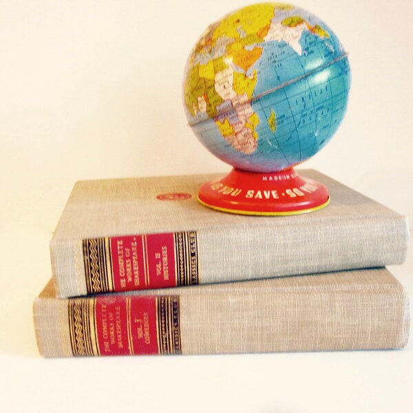 Vintage tin toy globe bank, World Bank, Ohio Art, collectable toys