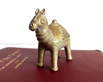 Vintage brass Indian camel figurine, dkokra folk art