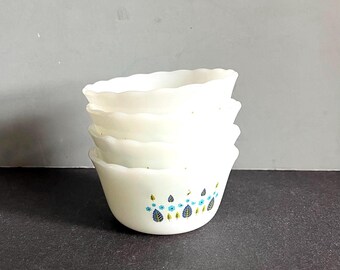 Vintage Fire King milk glass ramekins, set of four