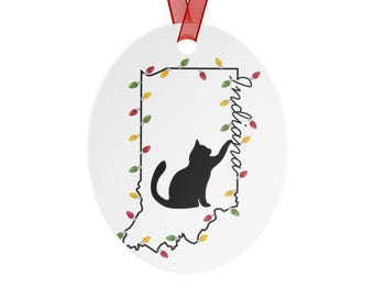 Indiana Hoosiers Cat Ornament