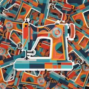 Colorful Sewing Machine Sticker