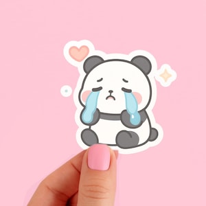 Crying Panda Kawaii Vinyl Sticker: Laptop Decal