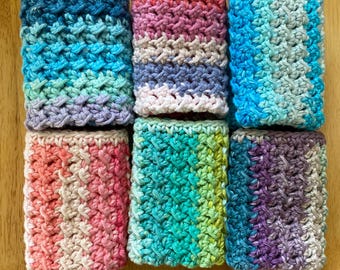 Crocheted Textured Dishcloths, 100% Cotton, Multicolored (Set of 4)