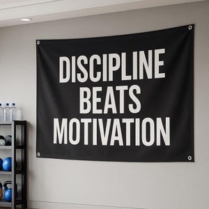 Motivational workout banner | gym wall decor | fitness quote vinyl sign | home gym inspiration | veteran owned