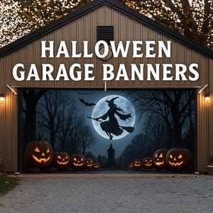 Striscioni di Halloween 13 piedi x 7 piedi / Decorazioni spettrali per porte da garage / Striscioni personalizzati per feste ed eventi / Sfondi personalizzati per le feste