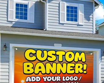 Custom garage door banners – personalized outdoor polyester décor for birthdays, holidays, weddings & events