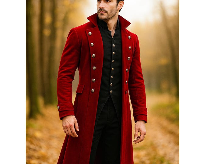Men's Gothic Steampunk Trench Coat: Slim Fit Cosplay Jacket