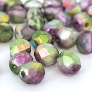 FP "Magic Orchid" bolletjes, 6 mm, 25 stuks, groen, paars, oranje, geëtst / BP_220