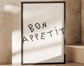 Bon Appetit Wall Art Print: Dinning Area, Kitchen Poster, Trendy Display