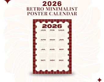 2026 Retro Minimalist Poster Calendar A0-A5 Size