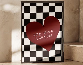 Use With Caution: Living Area Wall Art, Living Room Decor (Digital Download, Vertical )