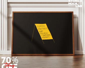 Coffee Pastries People Watching Therapy Print, Modern Living Room Decor (Digital Download)