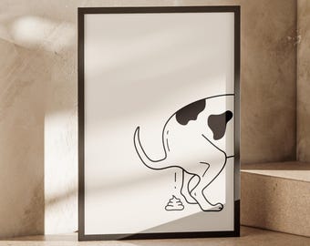Dog Wall Art Print: Funny Pet Decor, Bathroom Poster