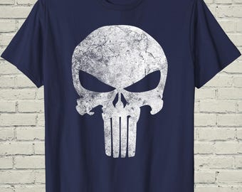 Distressed Skull Tee, Antihero Grunge Top, Fathers Day Gift, Gothic Retro Apparel, Cool Birthday Present Men, Comic Book Fan Clothing
