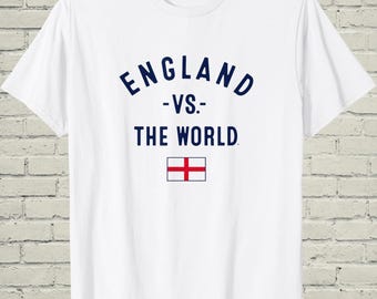 England Vs World Tee, British Pride Merch, Match Day Gift For Dad, UK Soccer Fan Top, Patriotic Men Outfit, Rugby Supporter Graphic